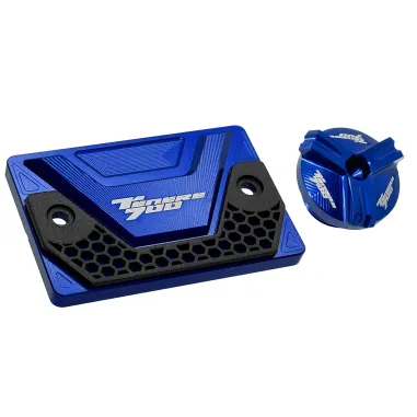 MF7064 Kit Tappo Olio + Vaschetta Freno Anteriore Yamaha Tenere 700 - CNC Blu