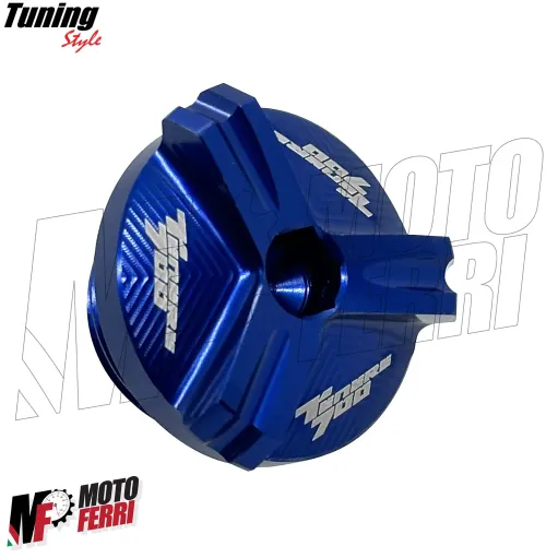 MF7064 Kit Tappo Olio + Vaschetta Freno Anteriore Yamaha Tenere 700 - CNC Blu