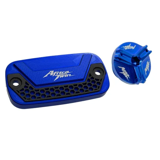 MF7065 Kit Honda Africa Twin 1000 1100 Tappo Olio + Vaschetta Freno Ant CNC Blu