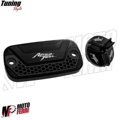 MF7066 Kit Honda Africa Twin 1000 1100 Tappo Olio + Vaschetta Freno Ant CNC Nero