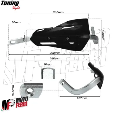 MF4198 Paramani Rinforzati Anima in Acciaio Universale Moto Cross Enduro Nero