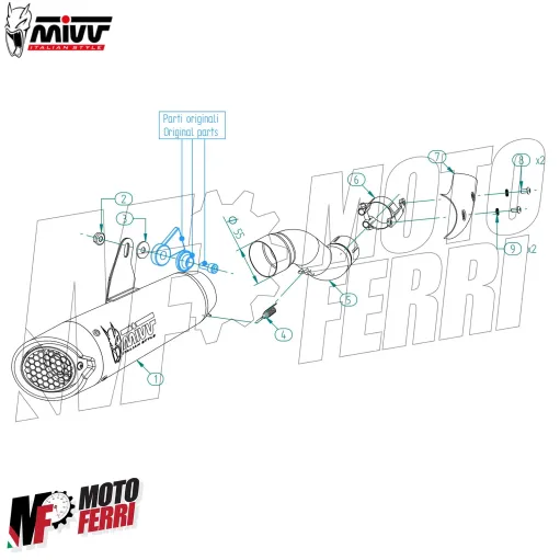 MF7092 Scarico Marmitta MIVV X-M5 Ducati Monster 937 da 2021 a 2025 Omologato
