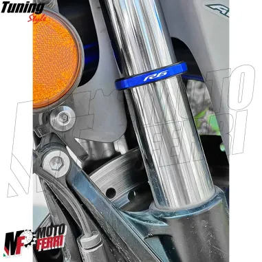 MF7117 Anelli Forcella Sospensione con Logo Yamaha YZF R6 - Alluminio CNC Blu