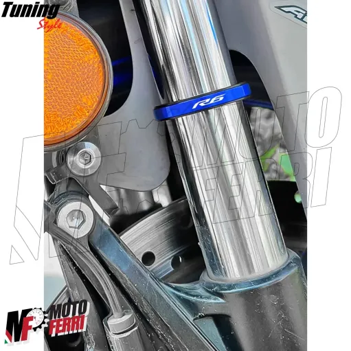 MF7117 Anelli Forcella Sospensione con Logo Yamaha YZF R6 - Alluminio CNC Blu