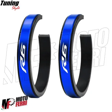 MF7116 Anelli Forcella Sospensione con Logo Yamaha YZF R6 - Alluminio CNC Blu