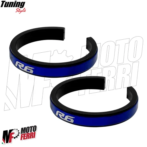 MF7117 Anelli Forcella Sospensione con Logo Yamaha YZF R6 - Alluminio CNC Blu