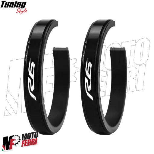 MF7117 Anelli Forcella Sospensione con Logo Yamaha YZF R6 - Alluminio CNC Nero