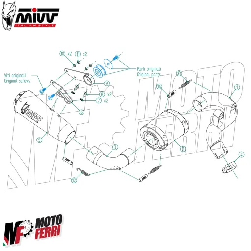 MF7137 Scarico Marmitta MIVV X-M1 per BMW F900R 2020 - 2025 Titanio Omologato E5