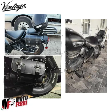 MF7162 Borsa Laterale in eco Pelle Moto Vintage Custom Harley Triumph Royal