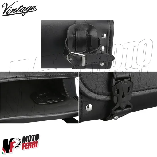 MF7163 Borsa Rullo in Pelle Moto Vintage Custom Harley Triumph Royal Honda BMW
