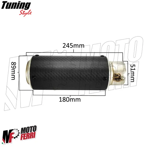 MF7192 Silenziatore Marmitta Dm 51 Universale Moto effetto Carbonio Racing
