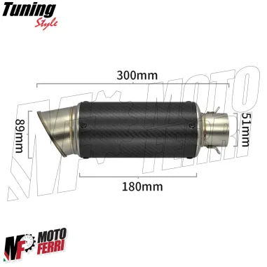 MF7193 Silenziatore Marmitta Dm 51 Universale Moto effetto Carbonio Racing