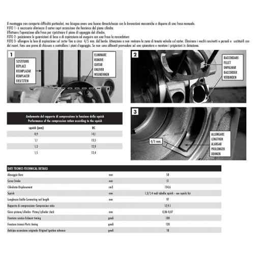 MF7254 Cilindro Polini Evolution 135 Dm 58 Ghisa Vespa 50 125 Special ET3 Ape PK