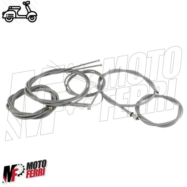MF7303 Kit Trasmissione 8pz Cavi Guaina Grigia Vespa PX 125 150 200 Prima Serie