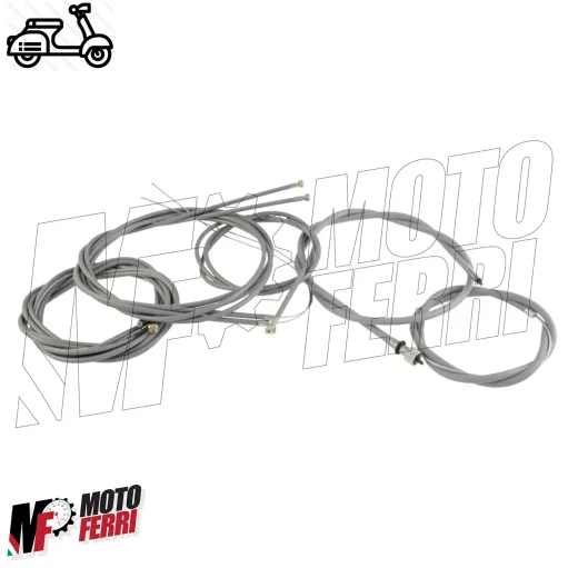 MF7303 Kit Trasmissione 8pz Cavi Guaina Grigia Vespa PX 125 150 200 Prima Serie