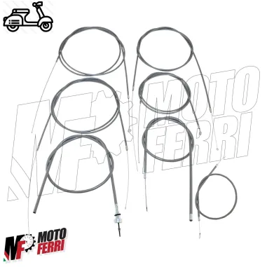 MF7303 Kit Trasmissione 8pz Cavi Guaina Grigia Vespa PX 125 150 200 Prima Serie