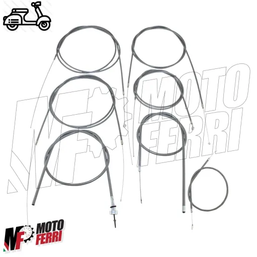 MF7303 Kit Trasmissione 8pz Cavi Guaina Grigia Vespa PX 125 150 200 Prima Serie