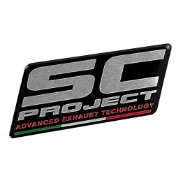 MF7332 Adesivo Alluminio Logo SC per Scarico Marmitta Terminale 100x40mm