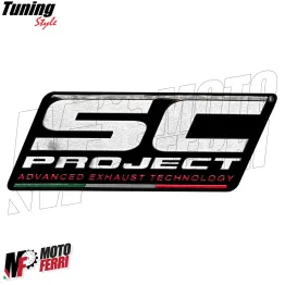 MF7332 Adesivo Alluminio Logo SC per Scarico Marmitta Terminale 100x40mm 2