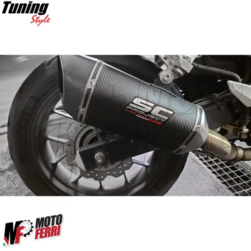 MF7332 Adesivo Alluminio Logo SC per Scarico Marmitta Terminale 100x40mm