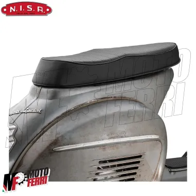 MF7337 Sella Nisa Wave Vespa PX 125 150 200 PE Arcobaleno Disco in Pelle Nera