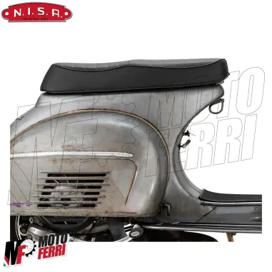MF7337 Sella Nisa Wave Vespa PX 125 150 200 PE Arcobaleno Disco in Pelle Nera