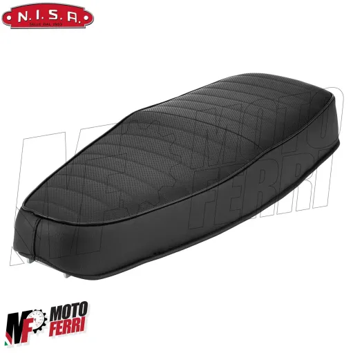 MF7337 Sella Nisa Wave Vespa PX 125 150 200 PE Arcobaleno Disco in Pelle Nera