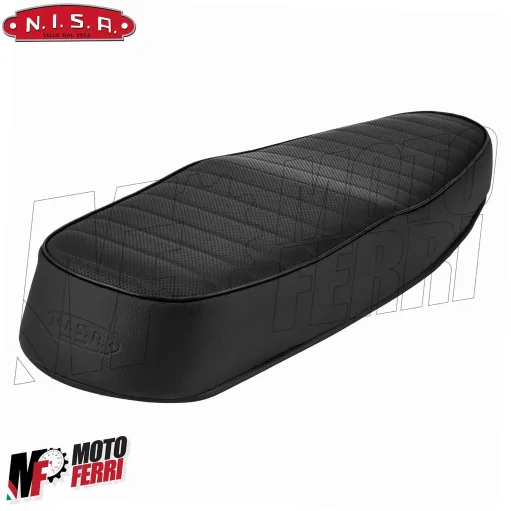MF7337 Sella Nisa Wave Vespa PX 125 150 200 PE Arcobaleno Disco in Pelle Nera