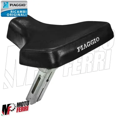 MF7318 Sella Monoposto Originale Piaggio Si 50 Pelle Nera Attacco Rettangolare