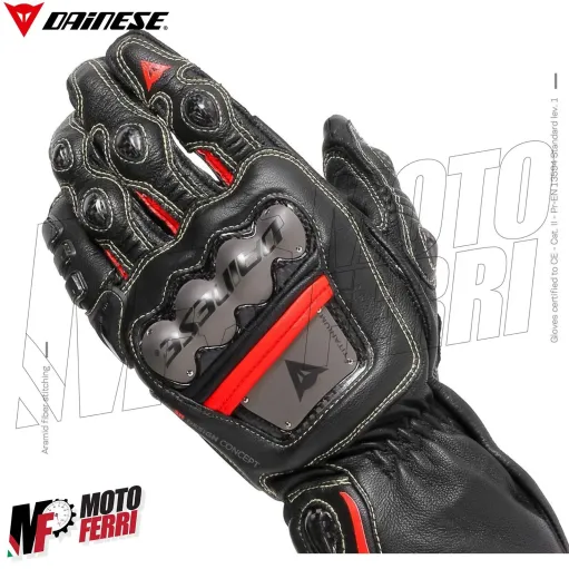 MF4111 Guanti Dainese Full Metal 6 Racing Pelle Titanio Carbonio Rosso/Nero
