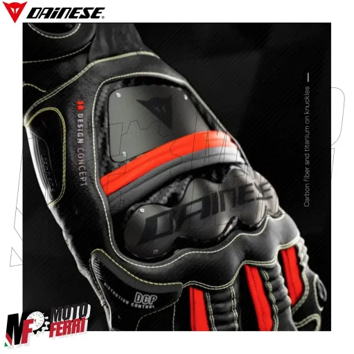 MF4111 Guanti Dainese Full Metal 6 Racing Pelle Titanio Carbonio Rosso/Nero