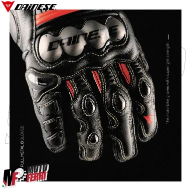 MF4111 Guanti Dainese Full Metal 6 Racing Pelle Titanio Carbonio Rosso/Nero