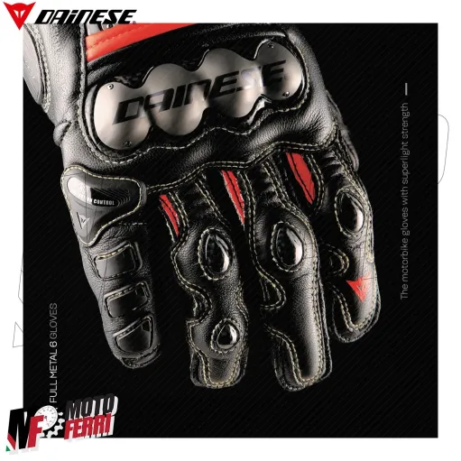 MF4111 Guanti Dainese Full Metal 6 Racing Pelle Titanio Carbonio Rosso/Nero