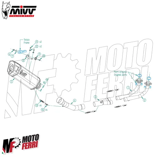 MF7417 Scarico Marmitta Completo MIVV SR-1 TMAX 560 - 2022 2023 2024 Nero Inox
