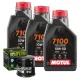 MF7438 Tagliando Benelli TRK 702 / X 2023 2024 - 3L Olio Motul 7100 10W50 Filtro