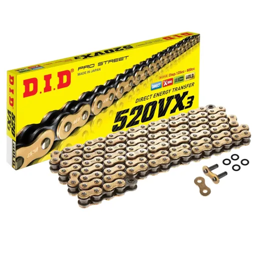 MF7483 Catena Trasmissione Moto DID VX3 Passo 520 120 Maglie Oro Gold con X-Ring
