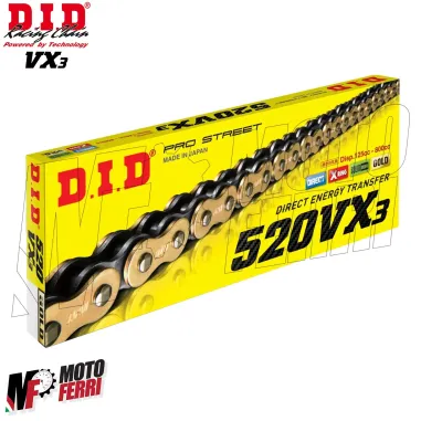 MF7483 Catena Trasmissione Moto DID VX3 Passo 520 120 Maglie Oro Gold con X-Ring