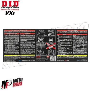 MF7483 Catena Trasmissione Moto DID VX3 Passo 520 120 Maglie Oro Gold con X-Ring