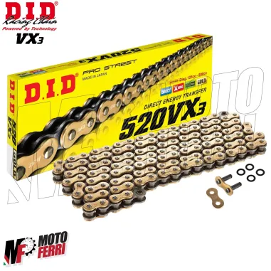 MF7483 Catena Trasmissione Moto DID VX3 Passo 520 120 Maglie Oro Gold con X-Ring