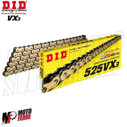 MF1902 Catena Trasmissione DID VX3 Moto Passo 525 Maglie 120 Oro Gold con X-Ring