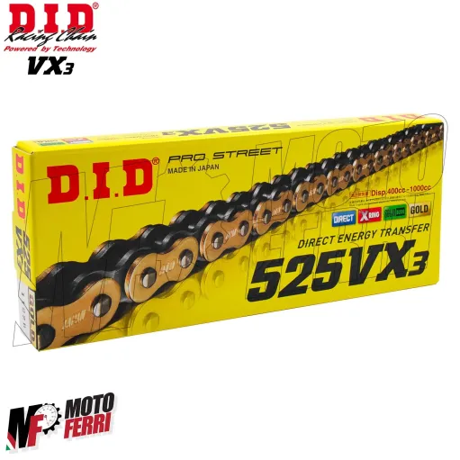 MF1902 Catena Trasmissione DID VX3 Moto Passo 525 Maglie 120 Oro Gold con X-Ring