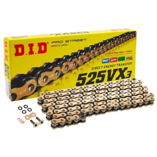 MF1902 Catena Trasmissione DID VX3 Moto Passo 525 Maglie 120 Oro Gold con X-Ring