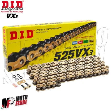 MF1902 Catena Trasmissione DID VX3 Moto Passo 525 Maglie 120 Oro Gold con X-Ring