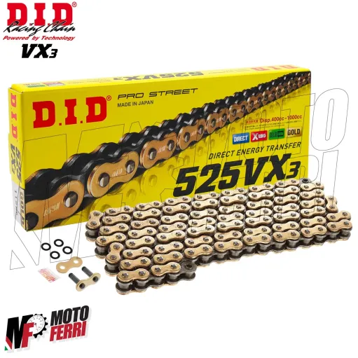 MF1902 Catena Trasmissione DID VX3 Moto Passo 525 Maglie 120 Oro Gold con X-Ring