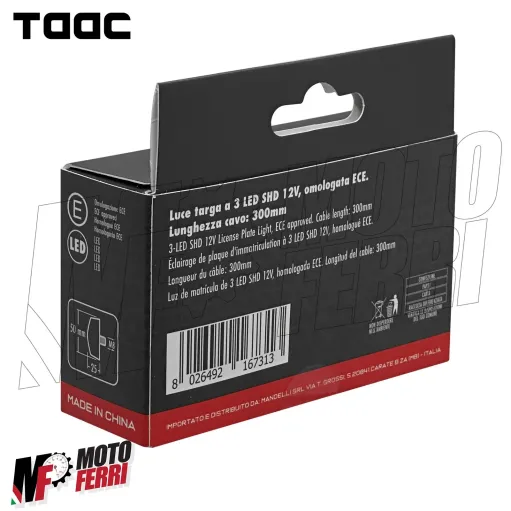 MF7486 Luce Targa Portatarga TAAC Moto Led Universale Omologata 50x25mm