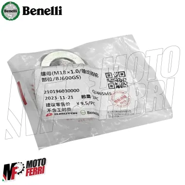 MF7556 Dado + Rondella Sicureza Pignone Originale Benelli 502C Cruiser 2019/2024