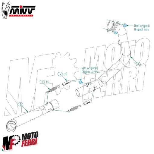 MF7568 Collettore MIVV - KTM 390 Duke 2021 2022 2023 Scarico Originale / Racing