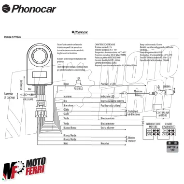 MF4301 Antifurto Elettronico Sonoro Universale Moto Scooter Phonocar 09302
