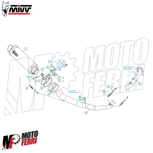 MF7673 Scarico Completo MIVV GP Keeway RKF 125 - 2021 2022 2023 2024 Inox Nero