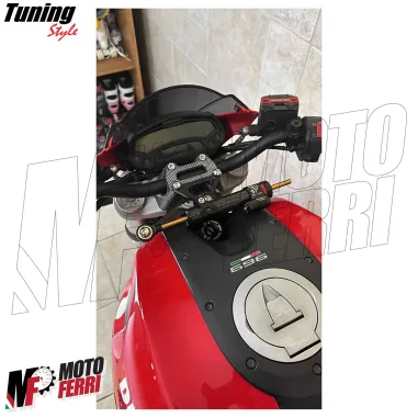 MF7696 Ammortizzatore di Sterzo Regolabile Universale Moto Carbon Look 250mm